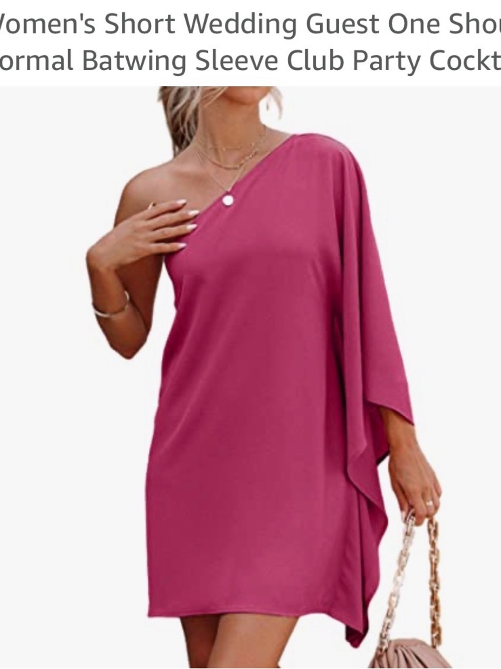 One-Shoulder Batwing Dress in Raspberry Pink